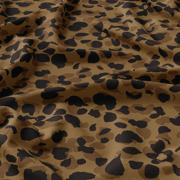 Tissu Viscose fluide KODKOD, motif pelage léopard marron, chocolat et noir - OEKO - TEX STANDARD 100 - TissusPapi.com