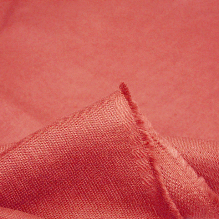 Tissu lin lavé couleur rouge corail