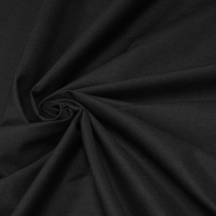 Tissu de coton noir uni - toile à drap - Grande largeur 280cm - COLLECTION ISÈRE - Fabrication française