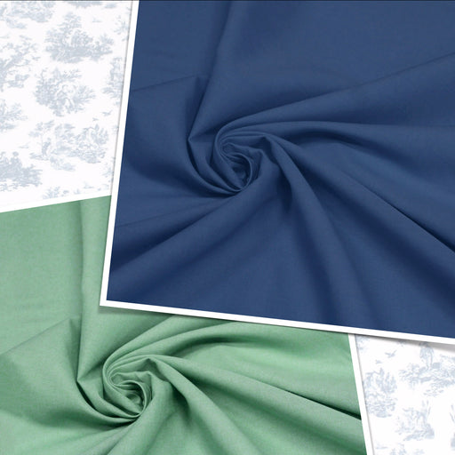 Tissu coton uni : BLEU DE JOUY ou VERT DE JOUY - OEKO - TEX - TissusPapi.com