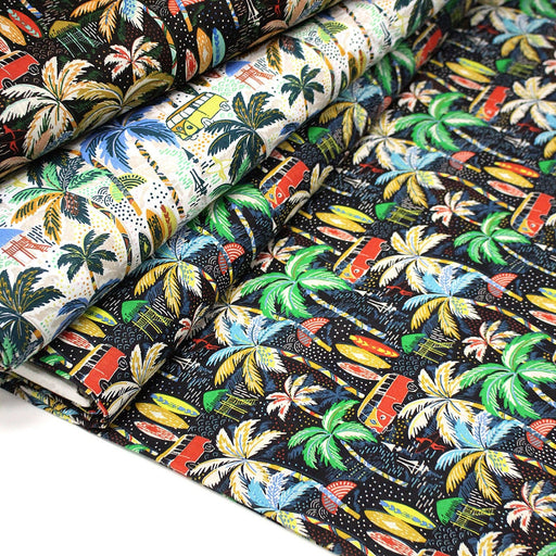 Tissu cotonnade Combi sous les tropiques : trois couleurs dispos - OEKO - TEX - TissusPapi.com