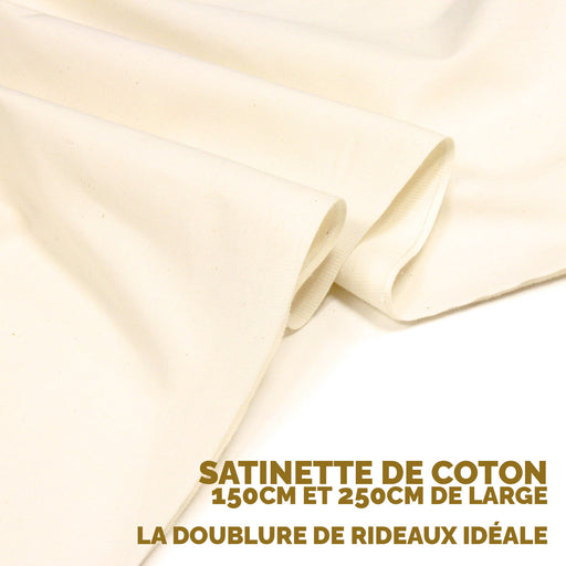 Tissu Satinette de coton blanc cassé, idéal en doublure de rideaux ! Disponible en 150 et 280cm de large - TissusPapi.com