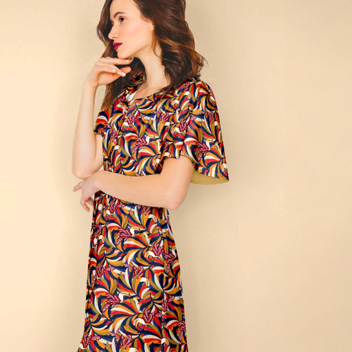 Tissu viscose fluide, motif floral & toucans : tons prune ou tons marine - OEKO - TEX STANDARD 100 - TissusPapi.com