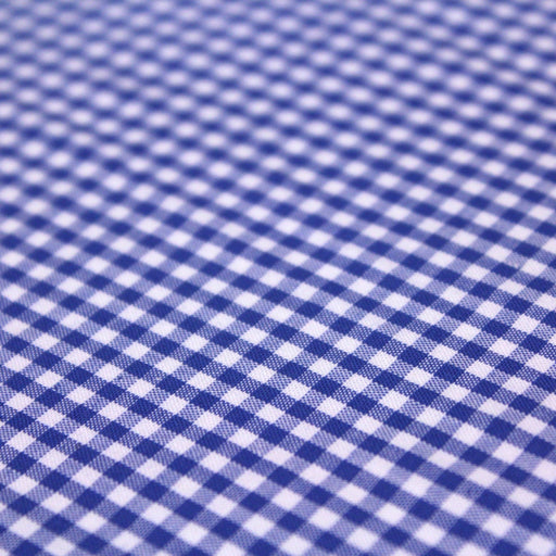Tissu popeline de coton Vichy bleu roi & blanc à carreaux 2mm - TissusPapi.com