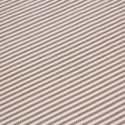 Tissu toile à matelas coton DOUARNENEZ – Rayures marron sur fond écru - TissusPapi.com