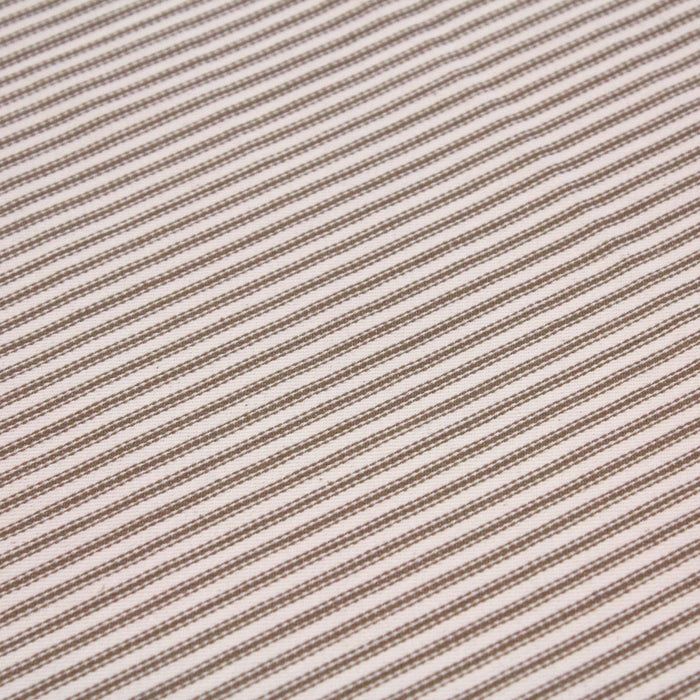 Tissu toile à matelas coton DOUARNENEZ – Rayures marron sur fond écru - TissusPapi.com