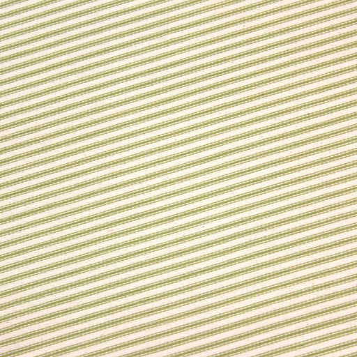 Tissu toile à matelas de coton DOUARNENEZ aux fines rayures vert pomme, fond écru - TissusPapi.com