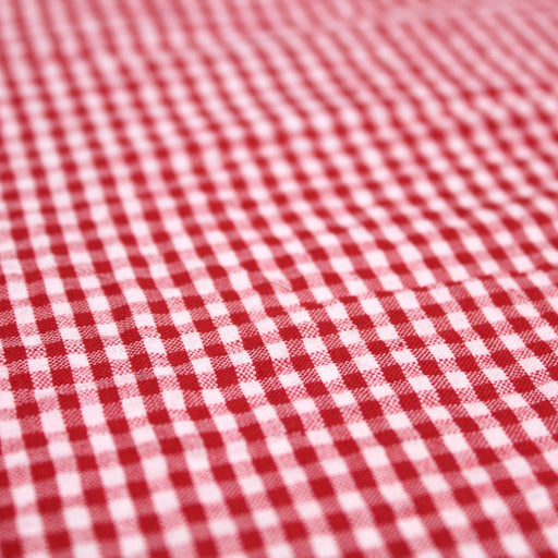 Tissu de coton Seersucker Vichy à carreaux rouges et blancs 2mm - TissusPapi.com