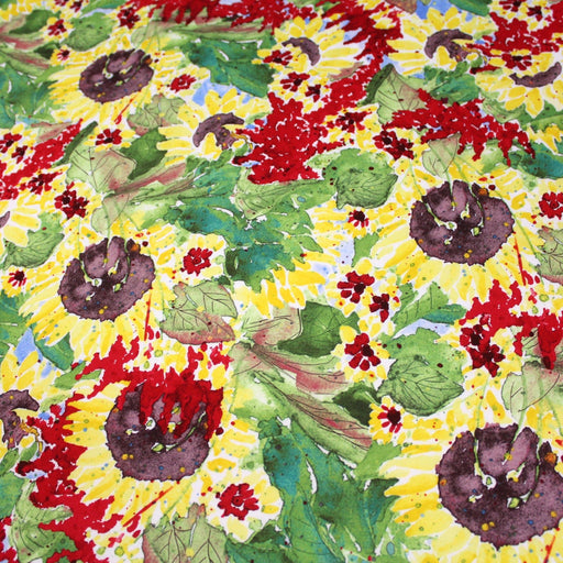 Tissu popeline coton fleurs & feuilles aux couleurs de l'automne - TissusPapi.com