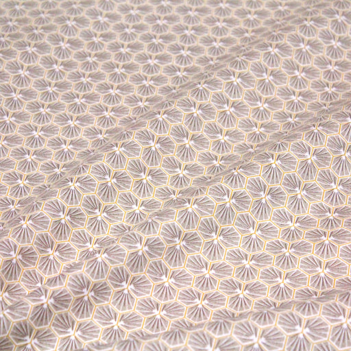Tissu de coton motif traditionnel japonais géométrique KIKKO grège - Oeko-Tex - tissuspapi