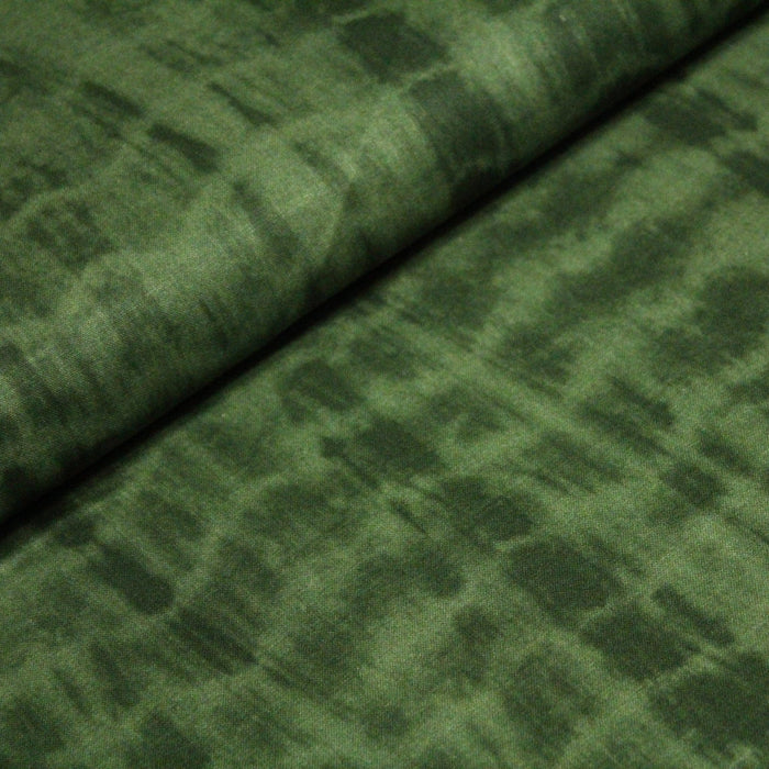Tissu de coton tie & dye vert kaki - TissusPapi.com