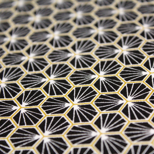 Tissu de coton motif traditionnel japonais géométrique KIKKO noir - Oeko-Tex - tissuspapi