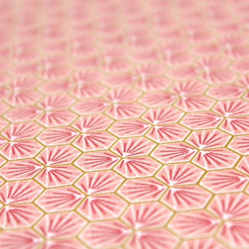 Tissu de coton motif traditionnel japonais géométrique KIKKO rose clair - Oeko-Tex - tissuspapi