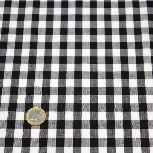 Tissu popeline de coton VICHY noir & blanc à carreaux 1cm - OEKO - TEX® - TissusPapi.com