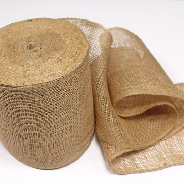 Rouleau de 50m de ruban de toile de jute 20cm de large, parfait pour la décoration de mariage, chemins de table et jolis noeuds ! - TissusPapi.com
