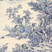 Tissu de coton demi-natté toile de Jouy traditionnelle, grande largeur 280cm, fond écru & motif bleu - Oeko-Tex - tissuspapi