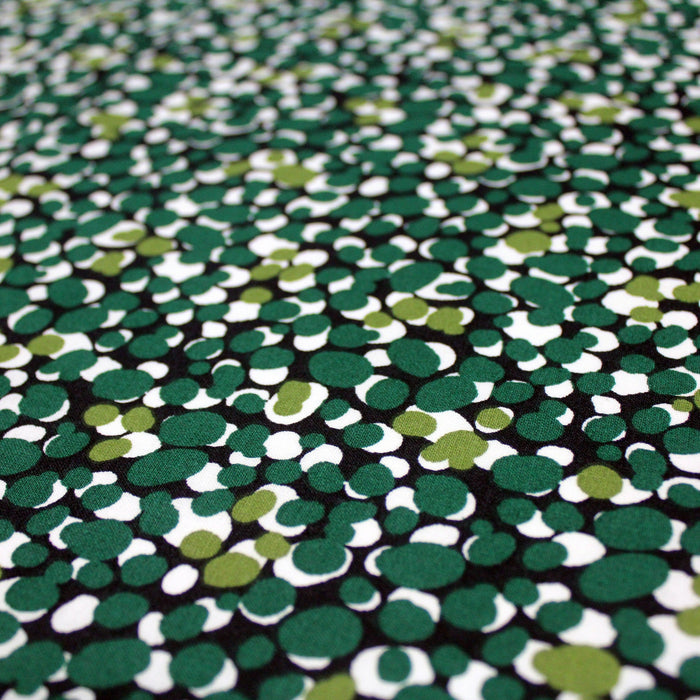 Tissu de coton aux pois verts & blancs, fond bleu marine - OEKO-TEX® - tissuspapi