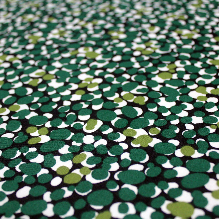 Tissu cotonnade pois verts & blancs, fond bleu marine - OEKO - TEX - TissusPapi.com