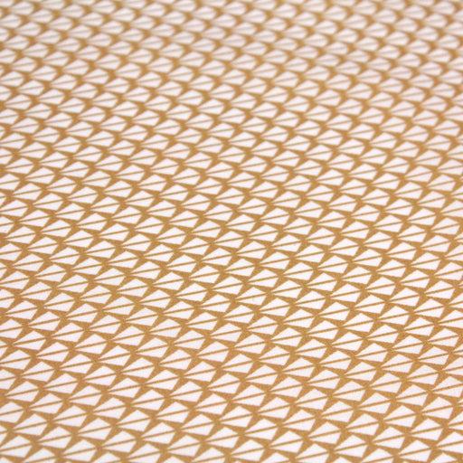 Tissu de coton ART DÉCO aux petits motifs géométriques blancs, fond ocre - OEKO-TEX® - tissuspapi