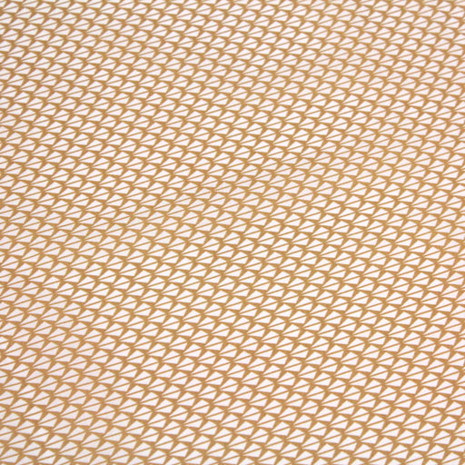 Tissu de coton ART DÉCO aux petits motifs géométriques blancs, fond ocre - OEKO-TEX®