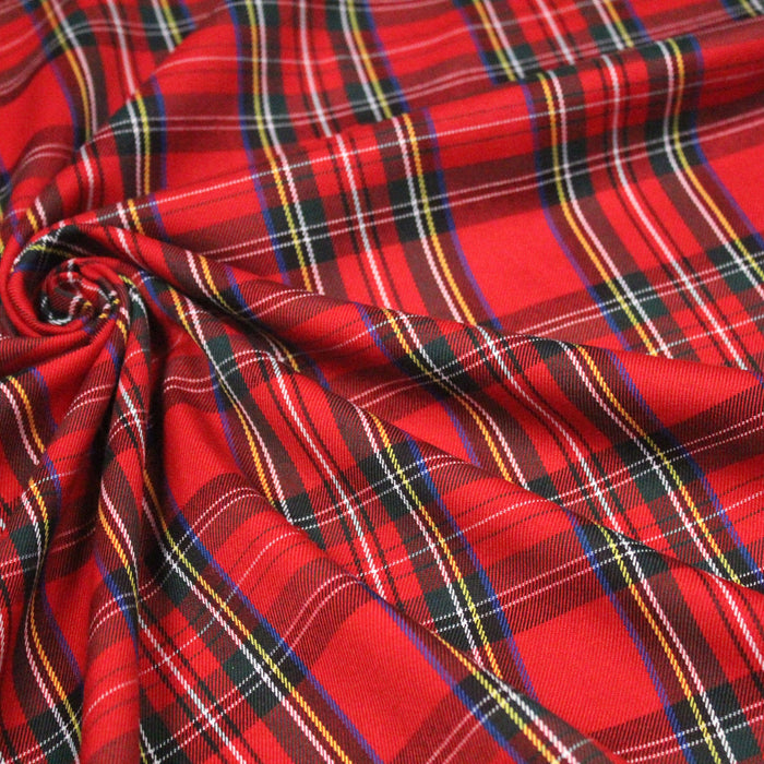 Tissu habillement écossais, authentique TARTAN "Royal Stewart" rouge