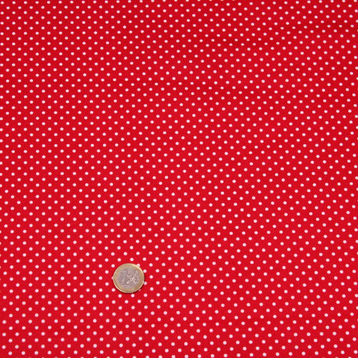 Tissu popeline de coton rouge à pois blancs - COLLECTION POLKA DOT - Oeko - Tex - TissusPapi.com