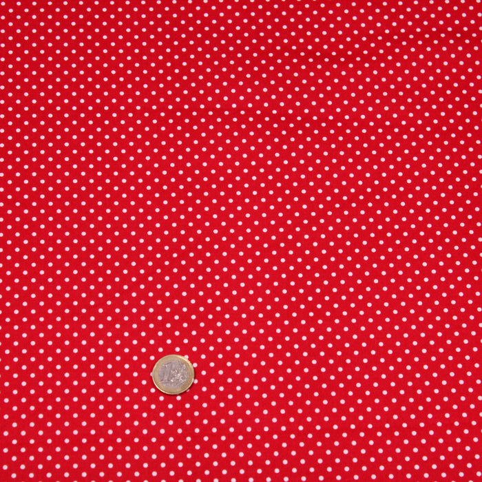 Tissu popeline de coton rouge à pois blancs - COLLECTION POLKA DOT - Oeko-Tex