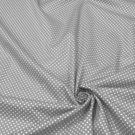 Tissu popeline de coton gris moyen à pois blancs - COLLECTION POLKA DOT - Oeko - Tex - TissusPapi.com