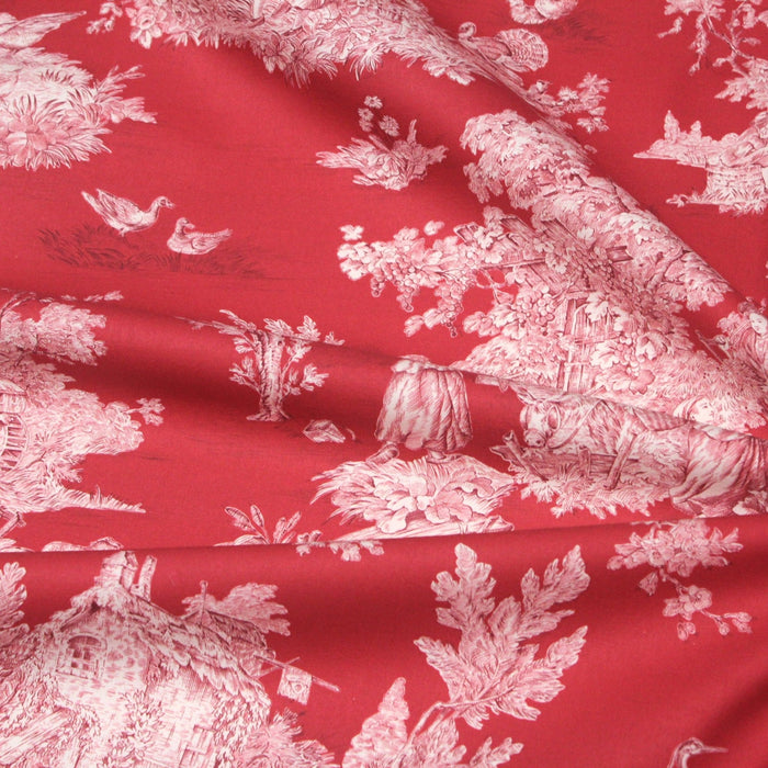 Tissu Toile de Jouy traditionnelle, nombreux fonds très colorés au choix, grande largeur 280cm - OEKO - TEX STANDARD 100 - TissusPapi.com