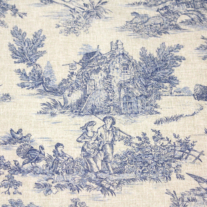 Tissu coton Toile de Jouy traditionnelle 160cm de large : bleu, rouge, vert, gris - OEKO - TEX - TissusPapi.com