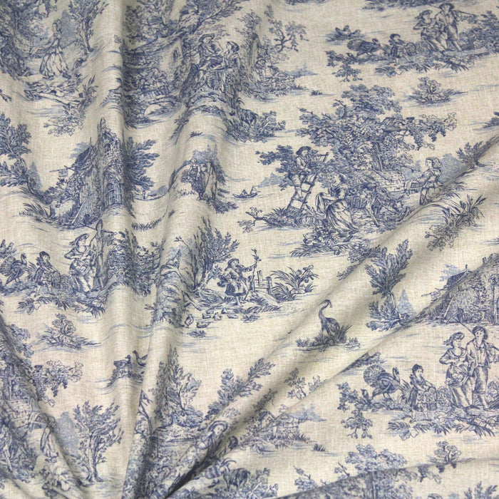 Tissu coton Toile de Jouy traditionnelle 160cm de large : bleu, rouge, vert, gris - OEKO - TEX - TissusPapi.com