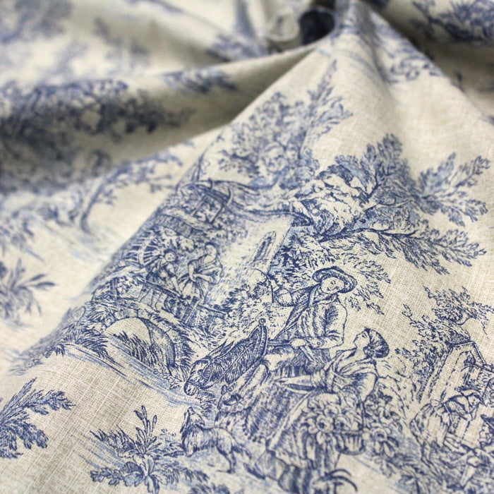 Tissu coton Toile de Jouy traditionnelle 160cm de large : bleu, rouge, vert, gris - OEKO - TEX - TissusPapi.com