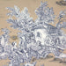 Tissu de coton demi-natté toile de Jouy traditionnelle, grande largeur 280cm, fond grège & motif bleu et blanc - Oeko-Tex - tissuspapi