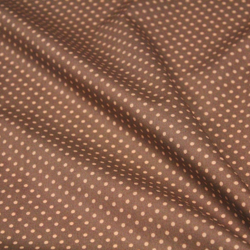 Tissu popeline de coton marron clair aux pois crème - COLLECTION POLKA DOT - TissusPapi.com