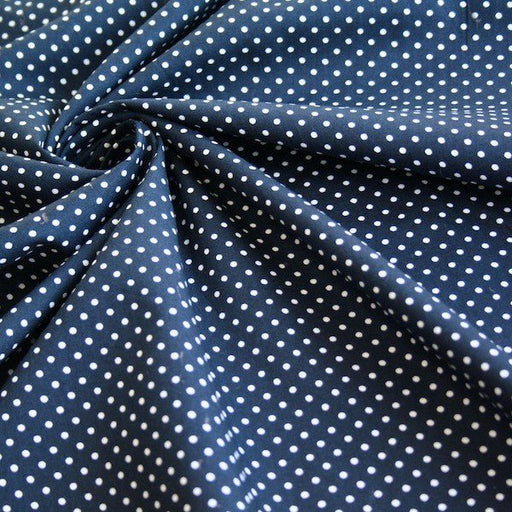 Tissu popeline de coton bleu nuit à pois blancs - COLLECTION POLKA DOT - Oeko - Tex - TissusPapi.com