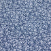Tissu popeline de coton fleuri petites fleurs blanches, fond bleu canard - tissuspapi