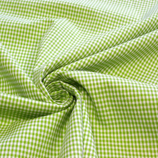 Tissu de coton VICHY vert pomme & blanc à carreaux 2mm - OEKO - TEX - TissusPapi.com