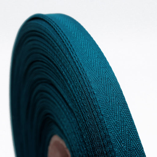 Ruban de sergé bleu pétrole 10mm - Galette de 50 mètres - Fabrication française - TissusPapi.com