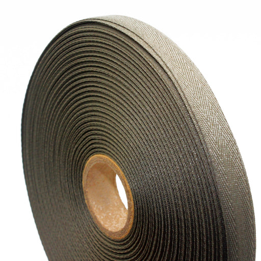 Ruban de sergé taupe 10mm - Galette de 50 mètres - Fabrication française - TissusPapi.com