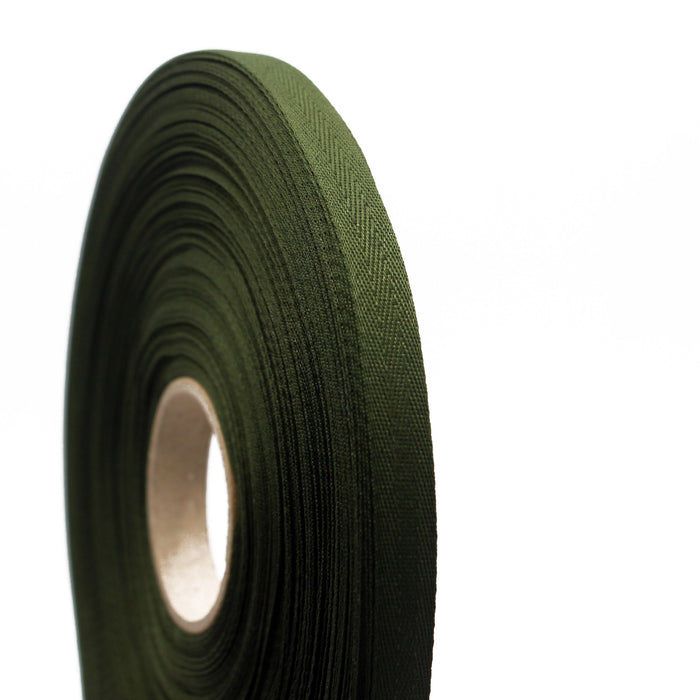 Ruban de sergé vert kaki 10mm - Galette de 50 mètres - Fabrication française - TissusPapi.com