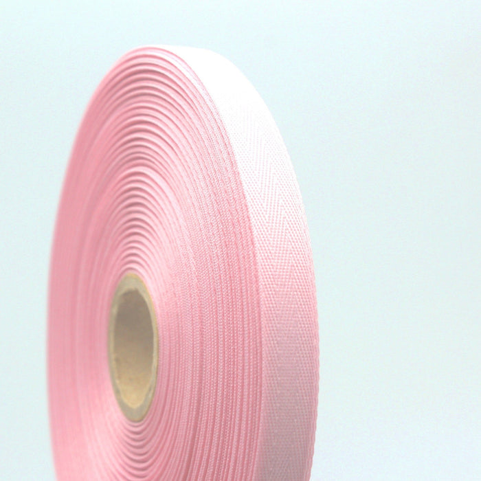 Ruban de sergé rose pâle 10mm - Galette de 50 mètres - Fabrication française - TissusPapi.com