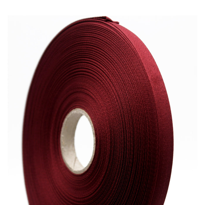Ruban de sergé rouge bordeaux 10mm - Galette de 50 mètres - Fabrication française - TissusPapi.com