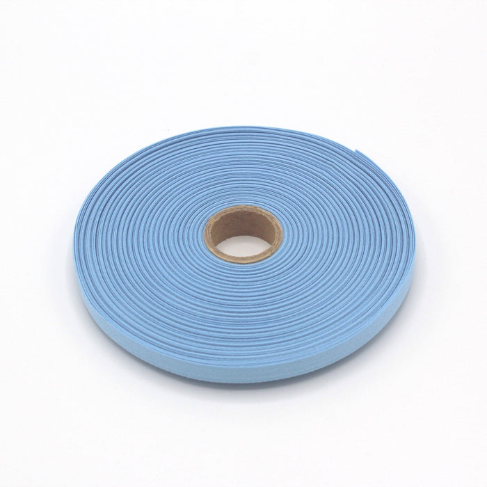 Ruban de sergé bleu ciel 10mm - Galette de 50 mètres - Fabrication française - TissusPapi.com
