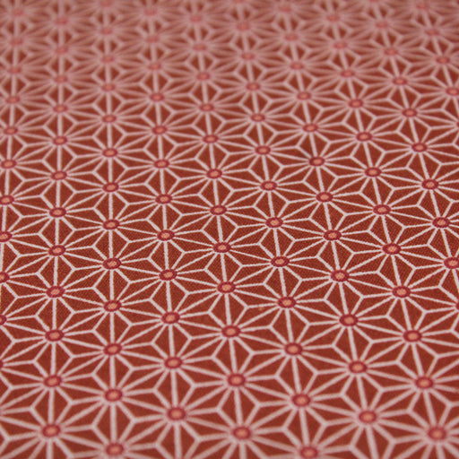 Tissu de coton saki motif traditionnel japonais géométrique ASANOHA rouge tomette & blanc - Oeko-Tex - tissuspapi