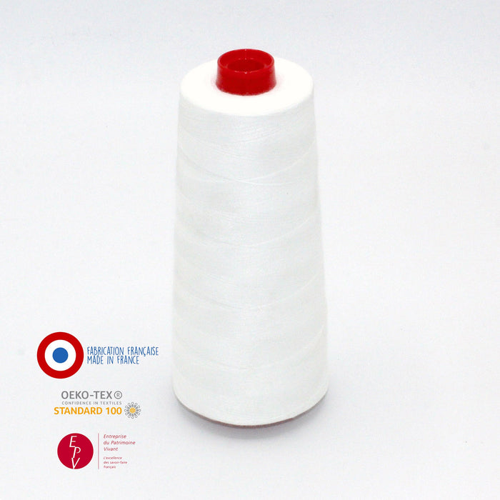 Cône de fil blanc - 4300m - Fabrication française - Oeko - Tex - TissusPapi.com