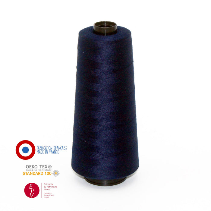 Cône de fil bleu marine - 4300m - Fabrication française - Oeko - Tex - TissusPapi.com