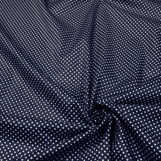 Tissu popeline de coton bleu nuit à pois blancs - COLLECTION POLKA DOT - Oeko - Tex - TissusPapi.com