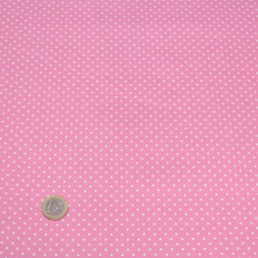 Tissu popeline de coton rose à pois blancs - COLLECTION POLKA DOT - Oeko - Tex - TissusPapi.com
