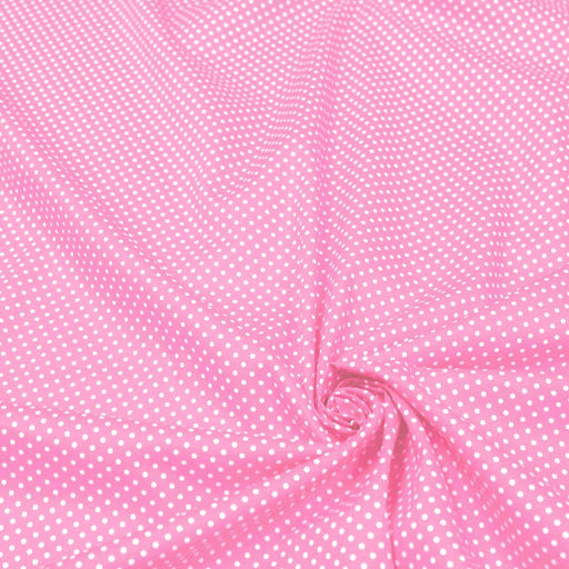 Tissu popeline de coton rose à pois blancs - COLLECTION POLKA DOT - Oeko - Tex - TissusPapi.com