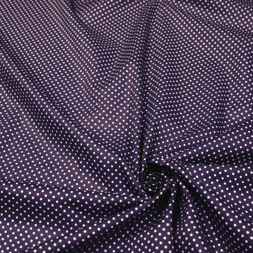 Tissu popeline de coton violet aubergine à pois blancs - COLLECTION POLKA DOT - Oeko - Tex - TissusPapi.com